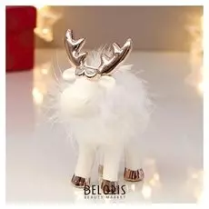 Сувенир керамика "Олешка с пуховым ожерельем в очках" розовое золото 12,5х5,8х10 см