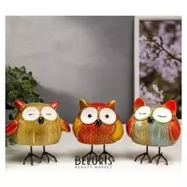 Сувенир керамика "Пузатые совята" набор 3 шт 11х9х7,5 см