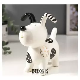 Сувенир керамика "Щенок в заплатках" бело-чёрный с золотом 12,8х8,5х13,5 см