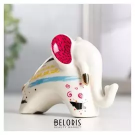 Сувенир керамика "Слонёнок с зигзагом на ушках" цветные пятнышки 7х4,2х9,8 см