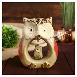 Сувенир керамика "Совушка с совёнком" 15х9,5х4,5 см