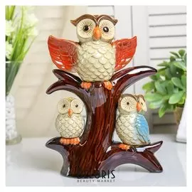 Сувенир керамика "Три совушки на дереве" 24,5х19х6,5 см