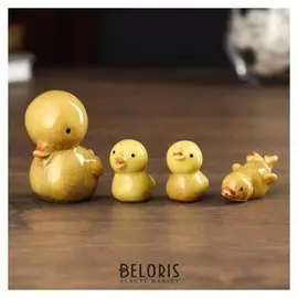 Сувенир керамика "Утиное семейство" набор 4 шт 5,7х5,2х4 см H=3,5; 3 и 2,5 см