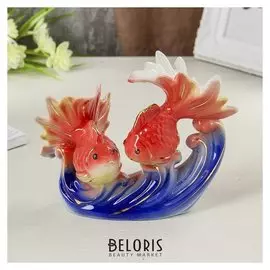 Сувенир керамика "Золотые рыбки в море" 11х13,5х7 см