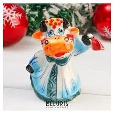 Сувенир "Корова надюха", гжель цветн.