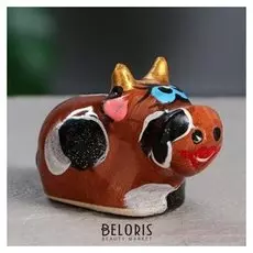 Сувенир "Коровка бусинка", коричневая, роспись, 6 см