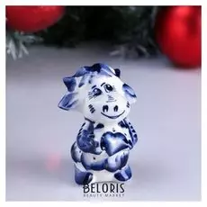 Сувенир "Коровка девочка влюбляша" 8х5,5х5см, гжель