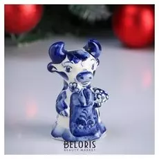 Сувенир "Коровка рогатка", гжель, 10 см