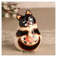 Сувенир кошка цветная 9,5 см., гжель