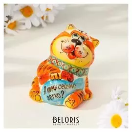 Сувенир "Кот кому легко", гжель цветная, 9,5х7,5 см