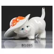 Сувенир "Кот в шляпе" белый, 10 см