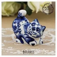 Сувенир «Кот васька», 7 см, гжель