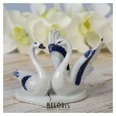 Сувенир "Лебёдушки на сердце" набор 2 шт. бело-синие 9,5х12х9,5 см