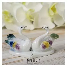 Сувенир "Лебёдушки на сердце" набор 2 шт. цветные 7х12,5х8 см