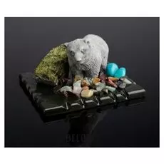 Сувенир" медведь стоящий", змеевик, мрамор