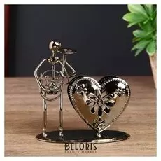 Сувенир металл карандашница "Музыкант и сердце" 13х12,7х6,5 см