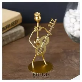 Сувенир металл "Мальчик-самоделкин музыкант" золото 12,5х4,8х5 см
