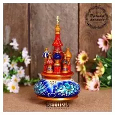 Сувенир музыкальный "Храм", 19х15,5 см, гжель