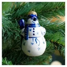 Сувенир на ёлку "Снеговик", 8 см, гжель