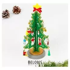 Сувенир новогодний "Елка на подставке" с золотым контуром