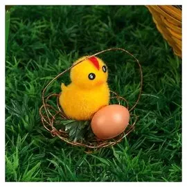 Сувенир пасхальный "Цыплёнок с яичком в корзине" (Набор 12 шт) 5,5х25,5х17 см