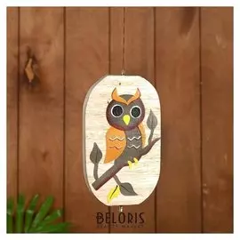 Сувенир подвесной "Сова днём" дерево 12х13х15 см