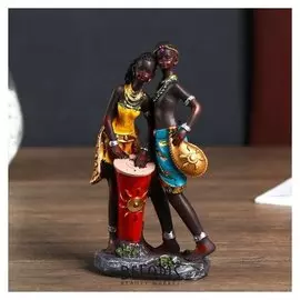 Сувенир полистоун "Африканская парочка - верность" 17,5x9,5x6 см