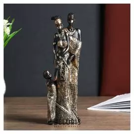 Сувенир полистоун "Африканская семья" наряд со слонами 30,5х6,5х11 см