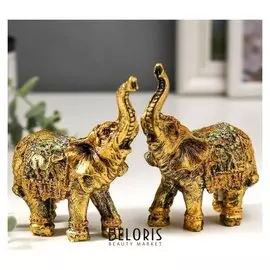 Сувенир полистоун "Африканский слон в мозаичной попоне" 10х9х4 см