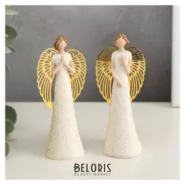 Сувенир полистоун "Ангел безликий с золотыми крыльями" 10,3х3,5х3,8 см