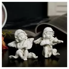 Сувенир полистоун "Ангел-музыкант" беж 6,5х6х3,5 см