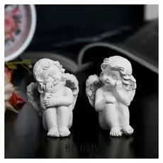 Сувенир полистоун "Ангел задумчивый" беж 6,5х4,2х4 см