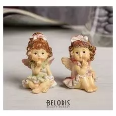 Сувенир полистоун "Ангелочек-девочка сидит" 5,2х3,7х4,2 см