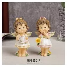 Сувенир полистоун "Ангелочек с кудряшками в фартучке - садовод" 13х7,7х5,5 см