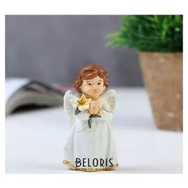 Сувенир полистоун "Ангелочек в платье, с лилией" 8х4,3х3,2 см