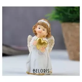 Сувенир полистоун "Ангелочек в платье, с свечой/сердцем" 8,2х4х3 см