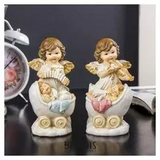Сувенир полистоун "Ангелок Ася поёт колыбельную младенцу" 13,5х8х7,5 см