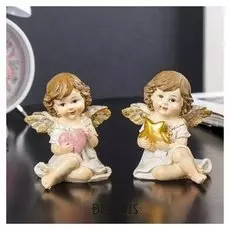 Сувенир полистоун "Ангелок Ася с сердцем/звездой" 8х7х7,5 см