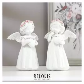 Сувенир полистоун "Белоснежный ангел-девочка с сердцем" 14,5х10х6 см