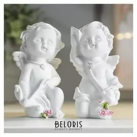 Сувенир полистоун "Белоснежный ангел-купидон" 10,3х5,5х6,2 см