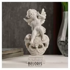 Сувенир полистоун "Белоснежный ангел на ажурном сердце" 13х6х5,5 см