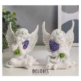 Сувенир полистоун "Белоснежный ангел с лавандой" 11х8х7 см