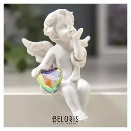Сувенир полистоун "Белоснежный ангел с переливающимся сердцем" 6,2х4,5х2,5 см
