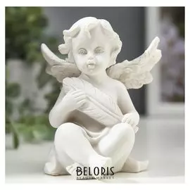 Сувенир полистоун "Белоснежный ангел с пёрышком" 9,3х7х6 см
