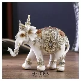 Сувенир полистоун "Белый слон махараджи в богатой попоне" 10,8х5х12 см