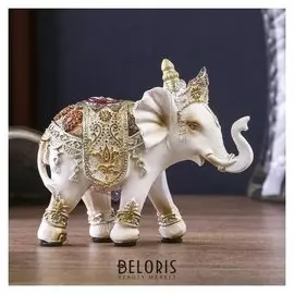 Сувенир полистоун "Белый слон махараджи в богатой попоне" 8,5х10х3,7 см