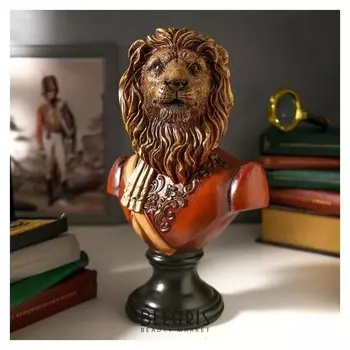 Сувенир полистоун "Бюст льва-полководца" цветной 34х15,5х22 см
