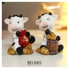 Сувенир полистоун "Бычок малыш с горами золота" 3,8х2,6х3,5 см