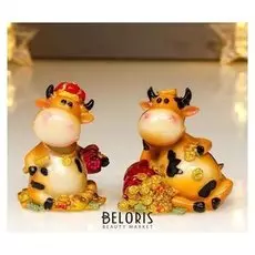 Сувенир полистоун "Бычок с драгоценностями" 6,7х7,2х4 см