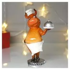 Сувенир полистоун "Бычок шеф-повар" 19х7,5х12 см